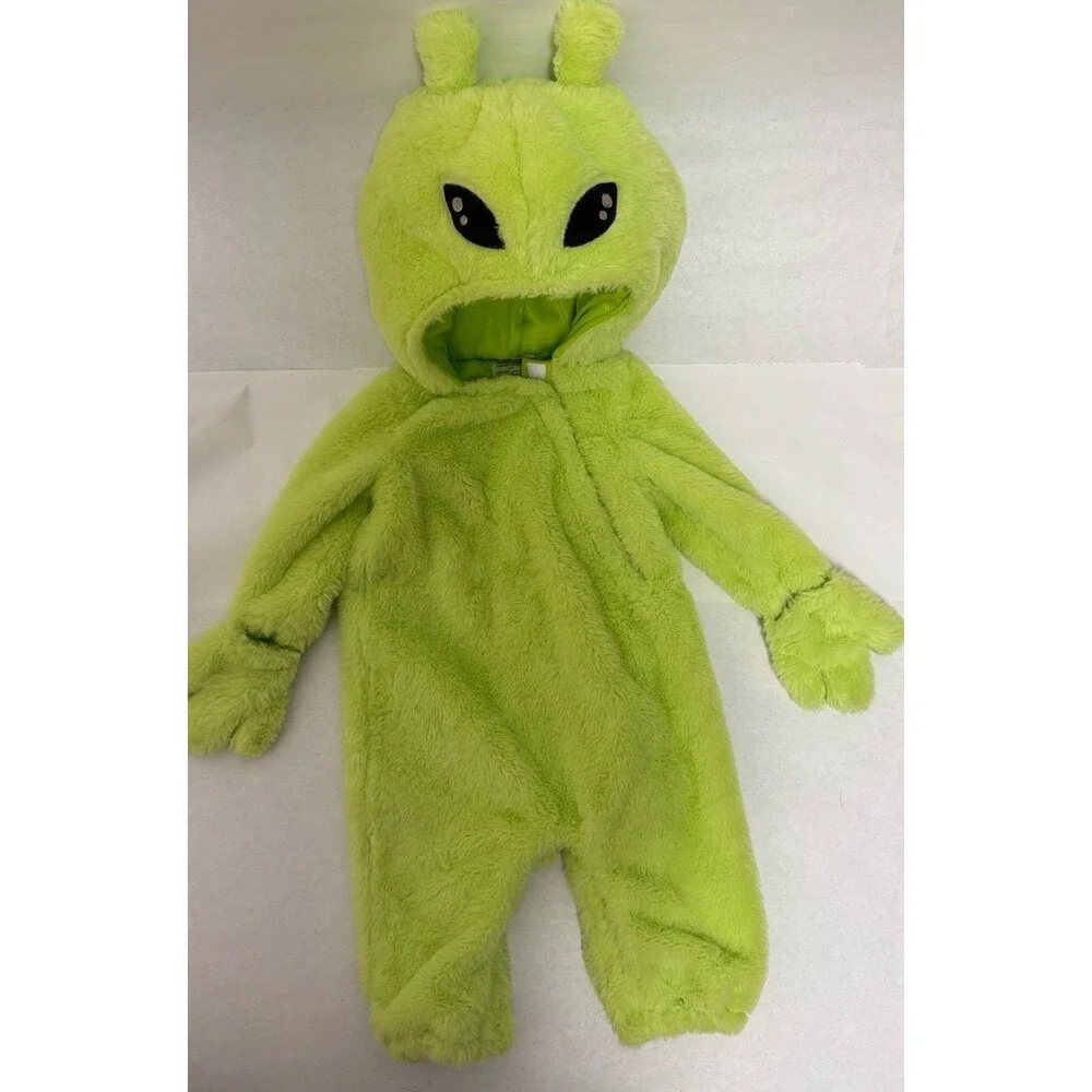 Pottery Barn Kids Green Alien Baby Hooded Halloween Costume 6-12 Months